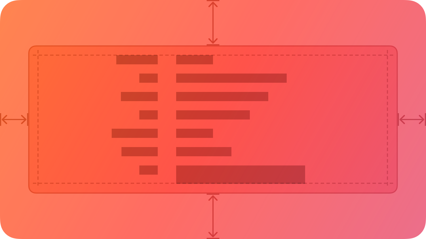 A stylized representation of a group of interface elements within a rounded rectangle. The image is tinted red to subtly reflect the red in the original six-color Apple logo.