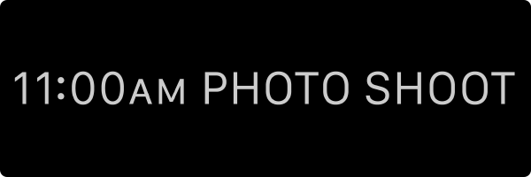 The text eleven AM photo shoot displayed on one line in a large text size.