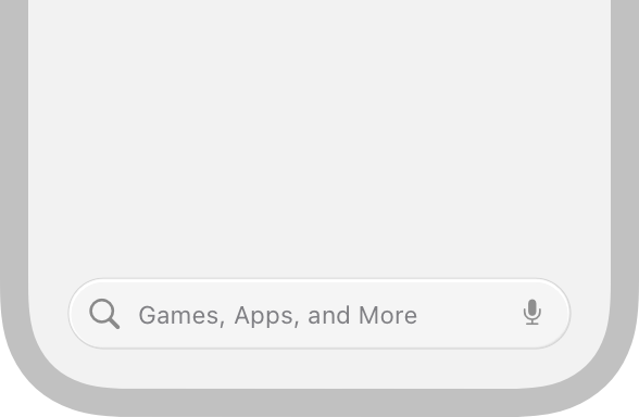 A graphic of an iPhone showing search in a toolbar at the bottom of the screen.