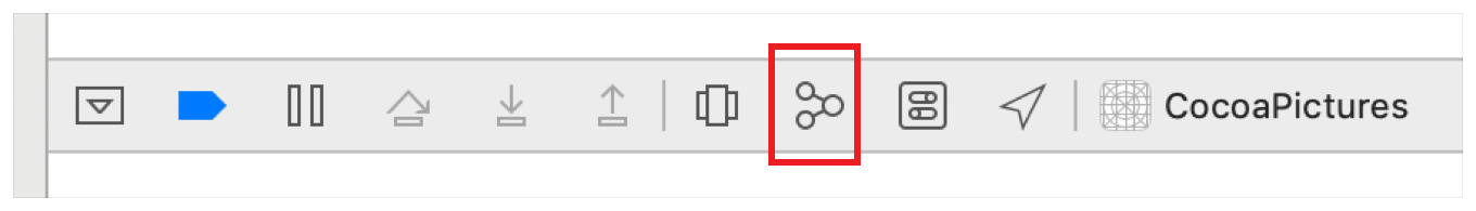 Illustration showing the Debug Memory Graph button.