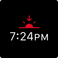 A sunset icon displayed above the time seven twenty-four PM.