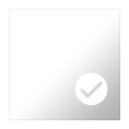 A gray checkmark inside a small, white circle. The circle is inside a gray, right-angle triangle.