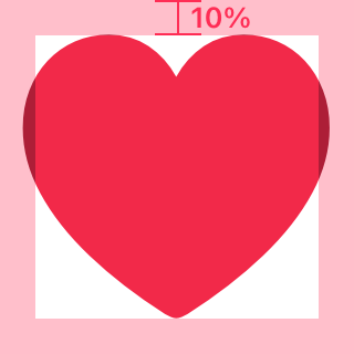 Diagram of the solid pink heart shape within blue margins that measure 10 percent of the canvas width.