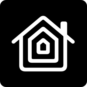 A white outlined HomeKit icon.