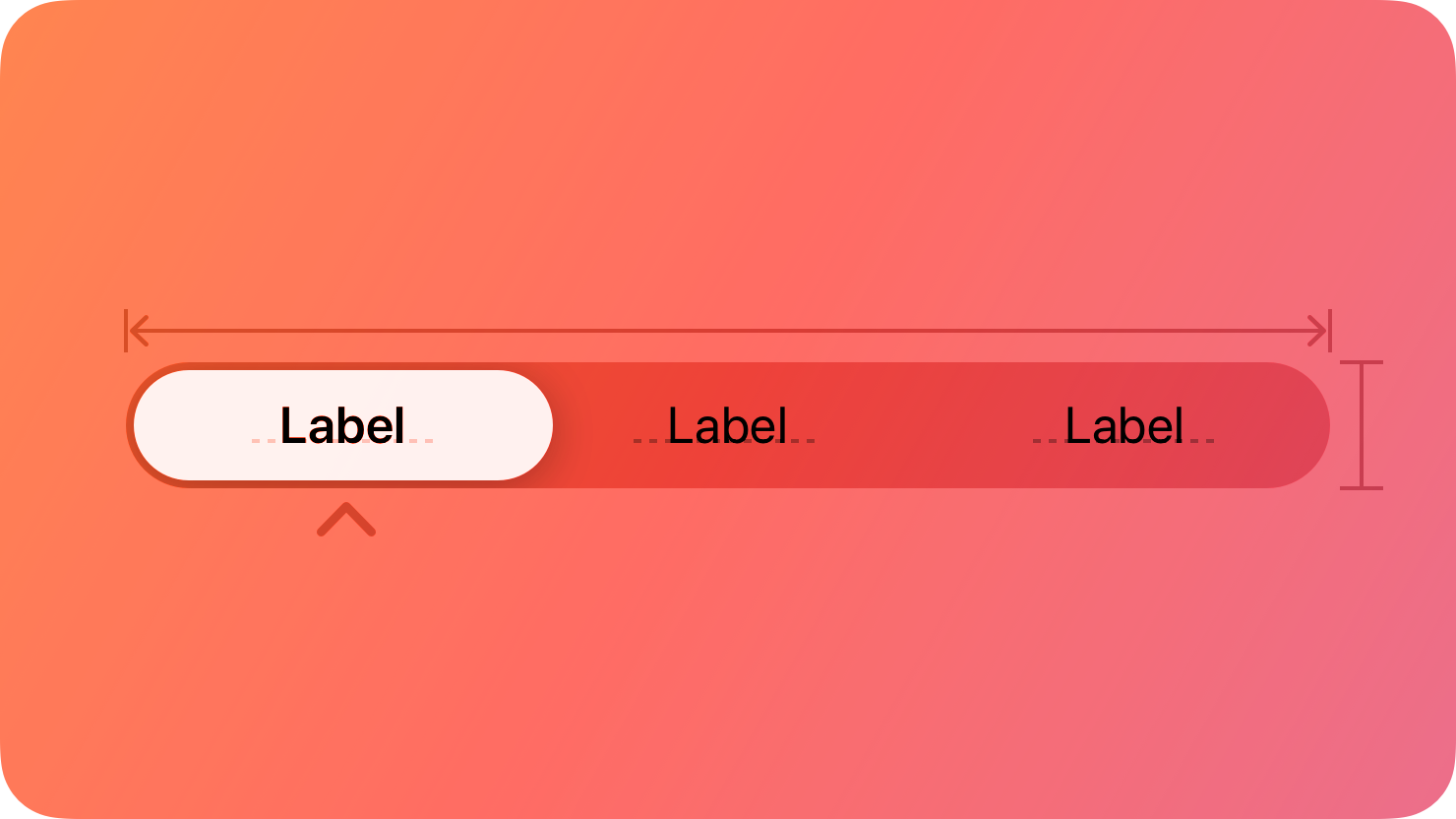 A stylized representation of a selected segment in a segmented control. The image is tinted red to subtly reflect the red in the original six-color Apple logo.