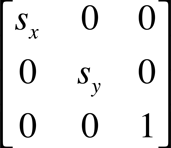 A 3 by 3 matrix used to scale.