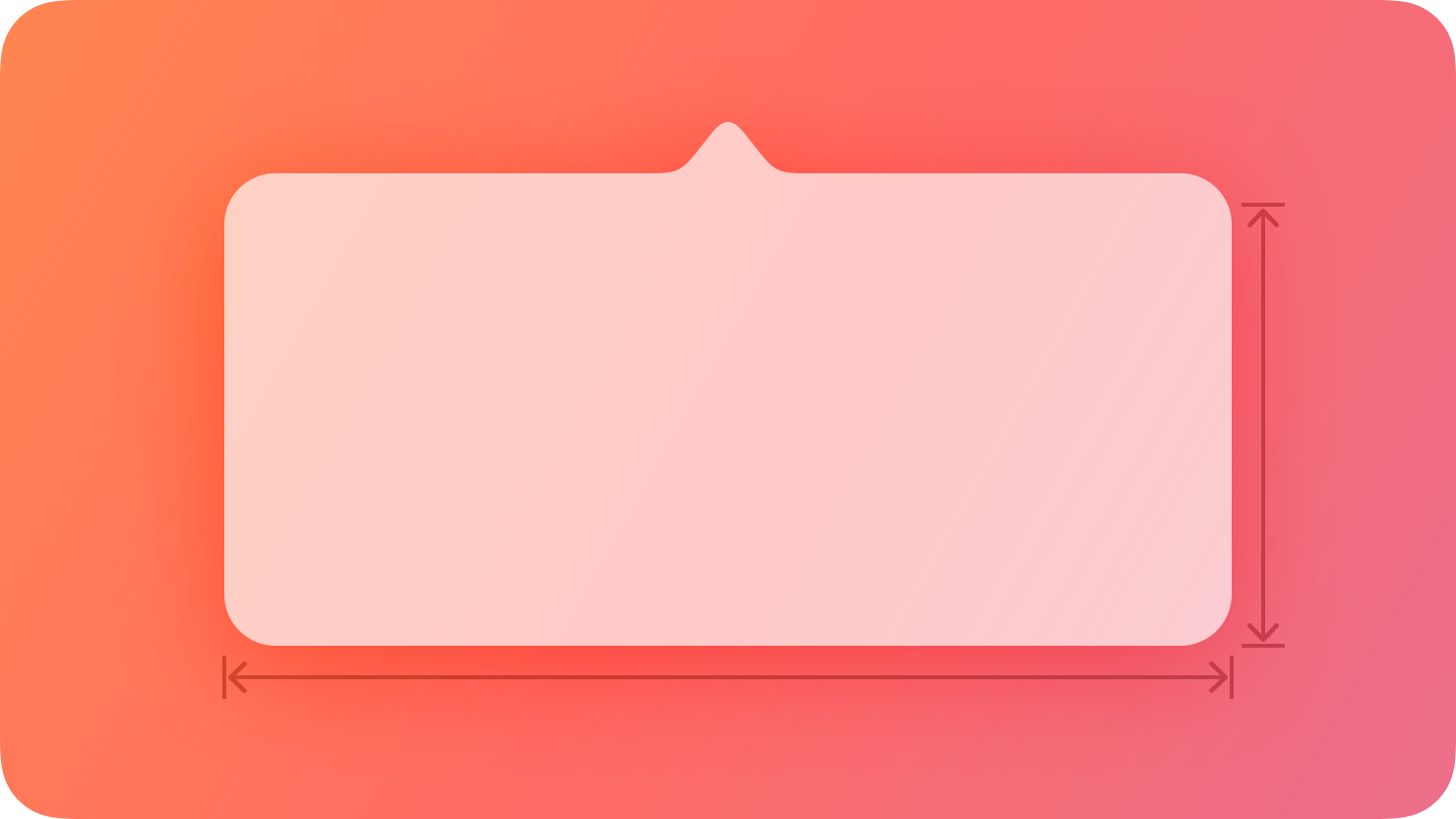 A stylized representation of a popover view. The image is tinted red to subtly reflect the red in the original six-color Apple logo.