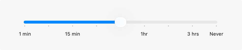 A partial screenshot of the Energy Saver settings pane in macOS, cropped to show the slider that controls how long the display remains on after inactivity.