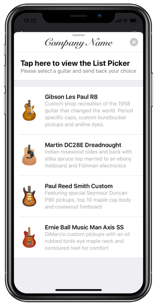 A screenshot of a list picker, as displayed on iPhone.