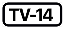 The phrase T V dash fourteen, inside a black rectangle with rounded corners.