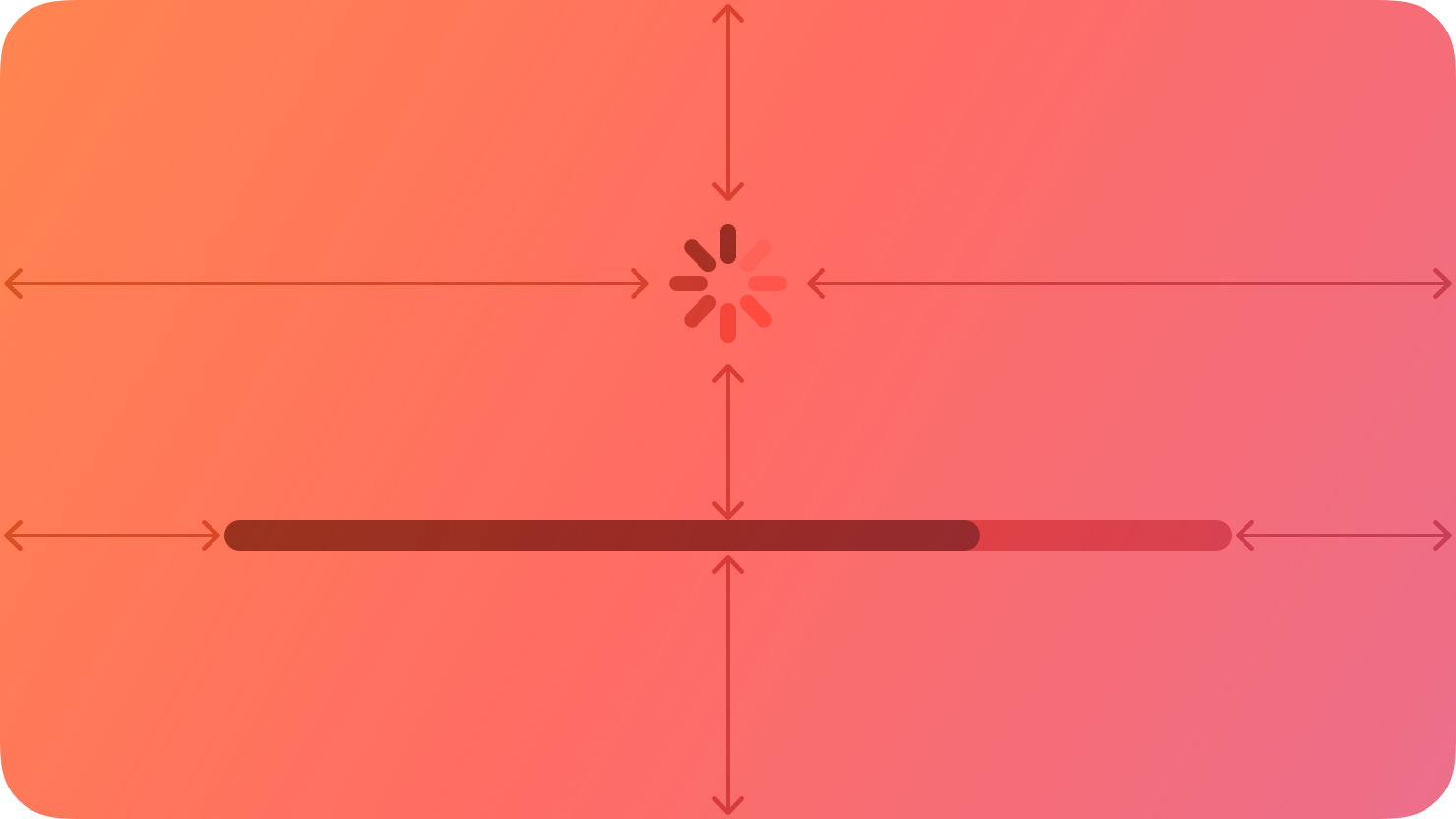 A stylized representation of a spinning indeterminate activity indicator above a progress bar. The image is tinted red to subtly reflect the red in the original six-color Apple logo.