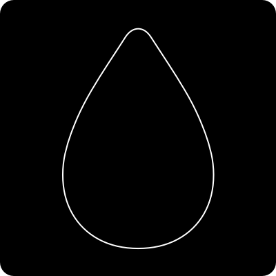 An illustration of a black droplet icon against a dark background. The icon has a white border to distinguish it from the similar surrounding color.