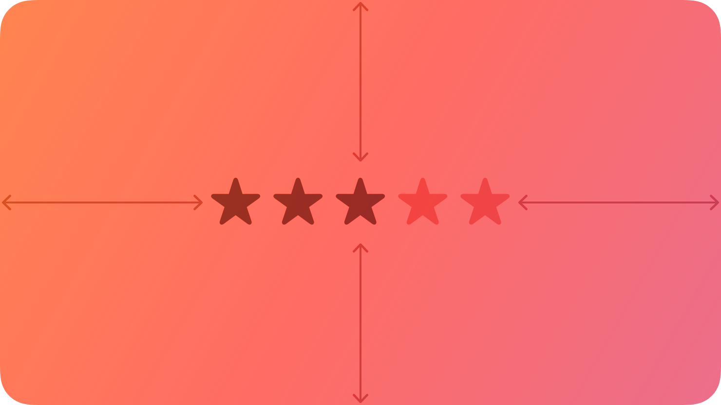 A stylized representation of a rating indicator denoting a ranking of three out of five stars. The image is tinted red to subtly reflect the red in the original six-color Apple logo.