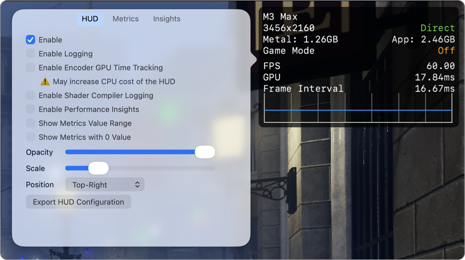 Customizing the Metal Performance HUD | Apple Developer Documentation