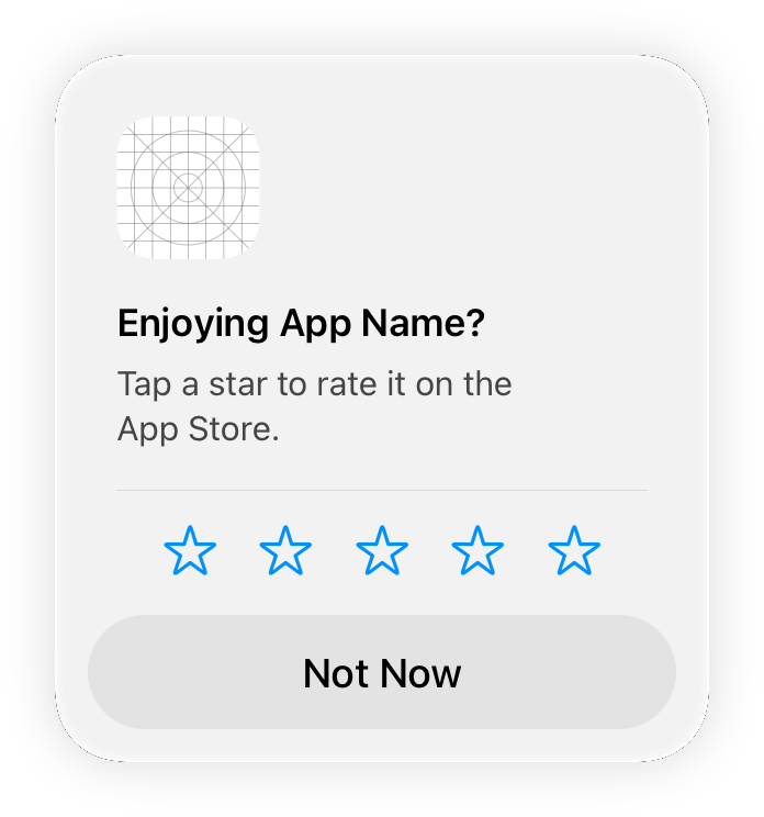 An illustration of the UI that appears when a person is prompted to rate an app or game in macOS.
