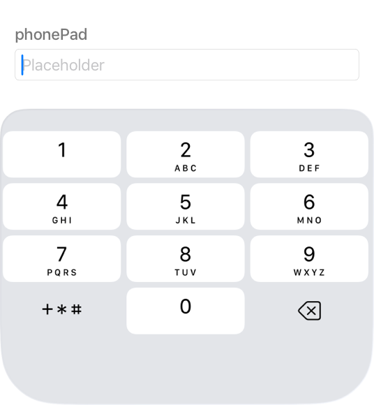 A partial screenshot of a keyboard on iPhone that displays all 10 number keys in addition to the Delete key and a key for plus, star, and hash. Keys for the numbers 2 through 9 each include the 3 or 4 letters associated with the number on a phone.
