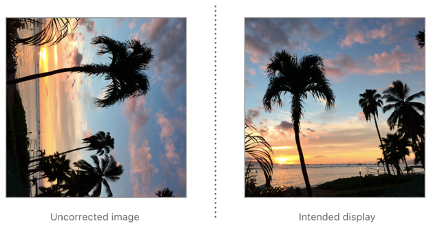 To correct an image with left orientation for display, rotate it 90° counterclockwise.