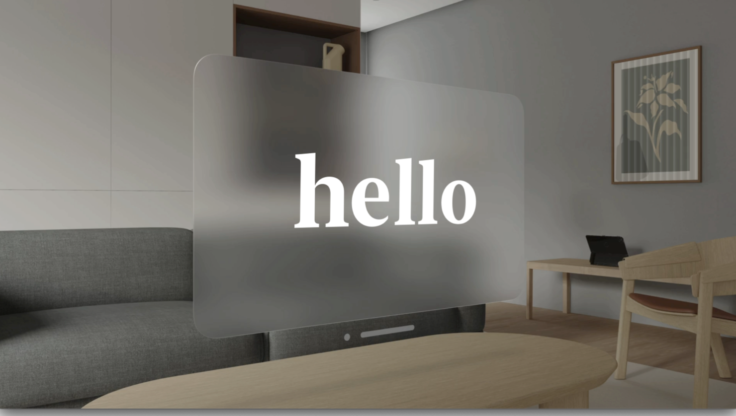 A screenshot that shows the correct placement of 2D text on a window in visionOS.