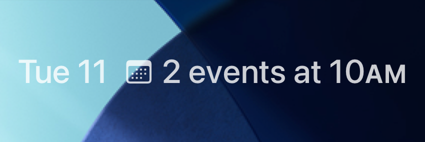 An image of the inline accessory Calendar widget, showing the date and the number of the next events.