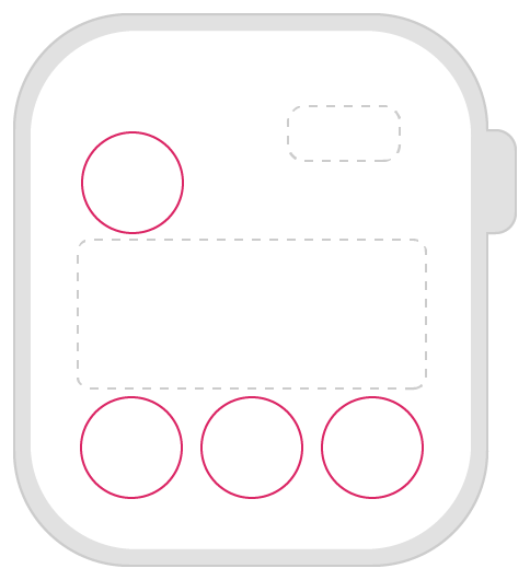 Diagram showing the size and position of a graphic circular complication.