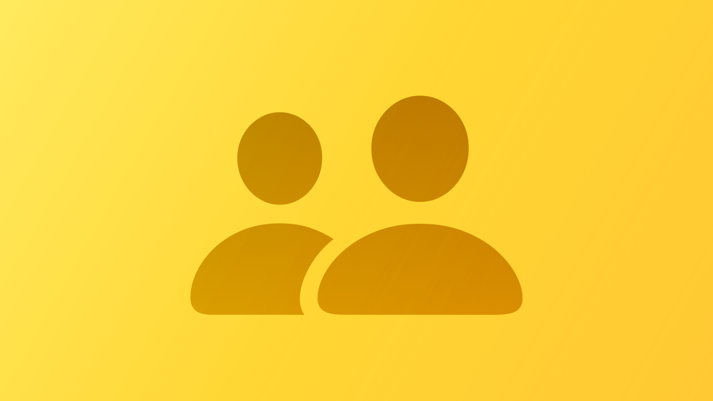 A sketch of two people, suggesting inclusion. The image is tinted yellow to subtly reflect the yellow in the original six-color Apple logo.