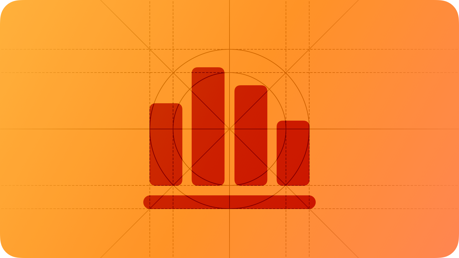 A sketch of a bar chart, suggesting data representation. The image is overlaid with rectangular and circular grid lines and is tinted orange to subtly reflect the orange in the original six-color Apple logo.