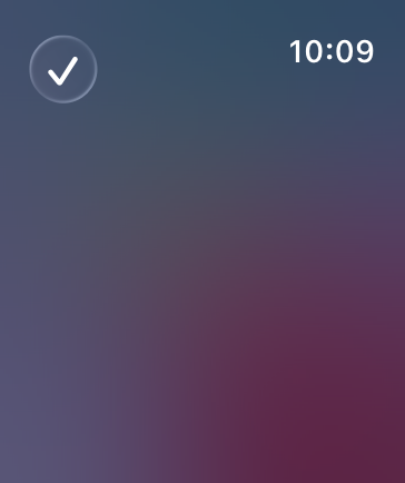 A screenshot of a watch displaying a sheet with the standard check mark Done button on Apple Watch.