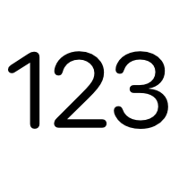 From the left, the numerals one, two, and three in Western Arabic numerals.