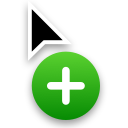 A small pointer arrowhead with a circle underneath; the circle contains a plus symbol.