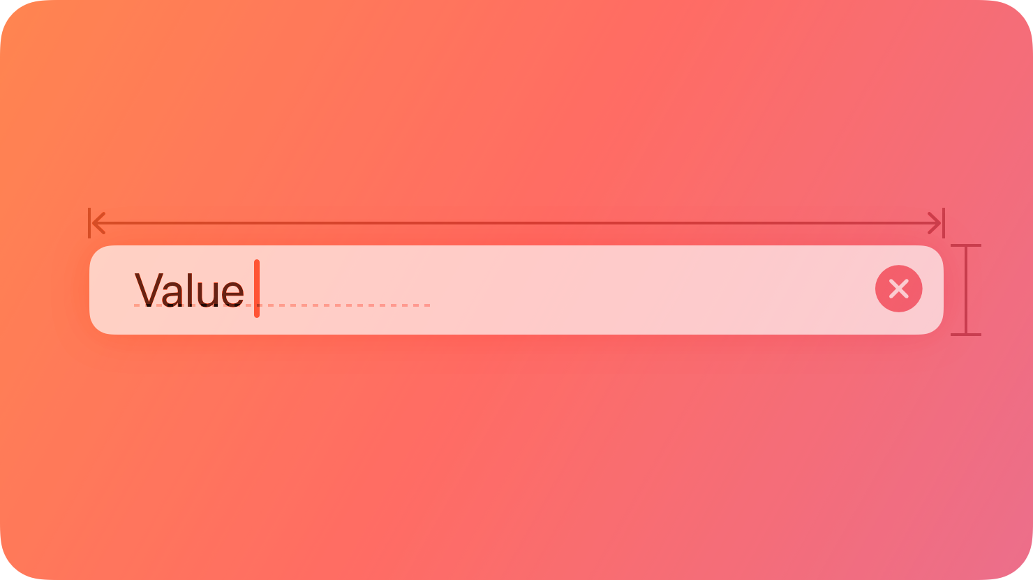 A stylized representation of a text field containing a value. The image is tinted red to subtly reflect the red in the original six-color Apple logo.