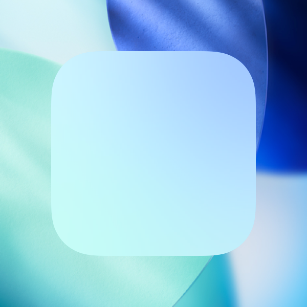 An illustration of the iOS and iPadOS thin material above a colorful background. Where the material overlaps the background, it provides a diffuse and slightly darkened gradient of the background colors.