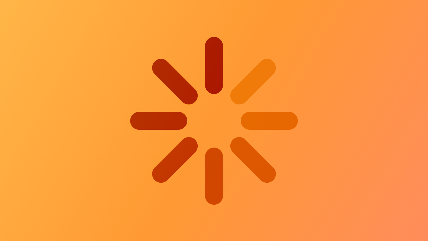 A sketch of a spinning indeterminate activity indicator, suggesting data loading. The image is tinted orange to subtly reflect the orange in the original six-color Apple logo.