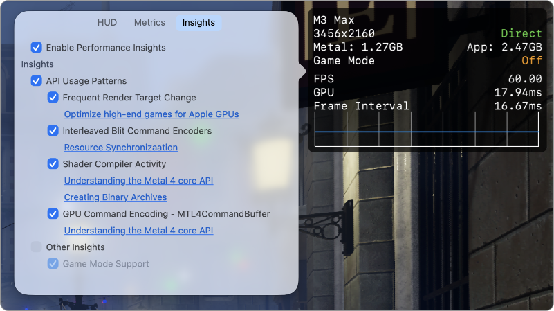 Customizing the Metal Performance HUD | Apple Developer Documentation