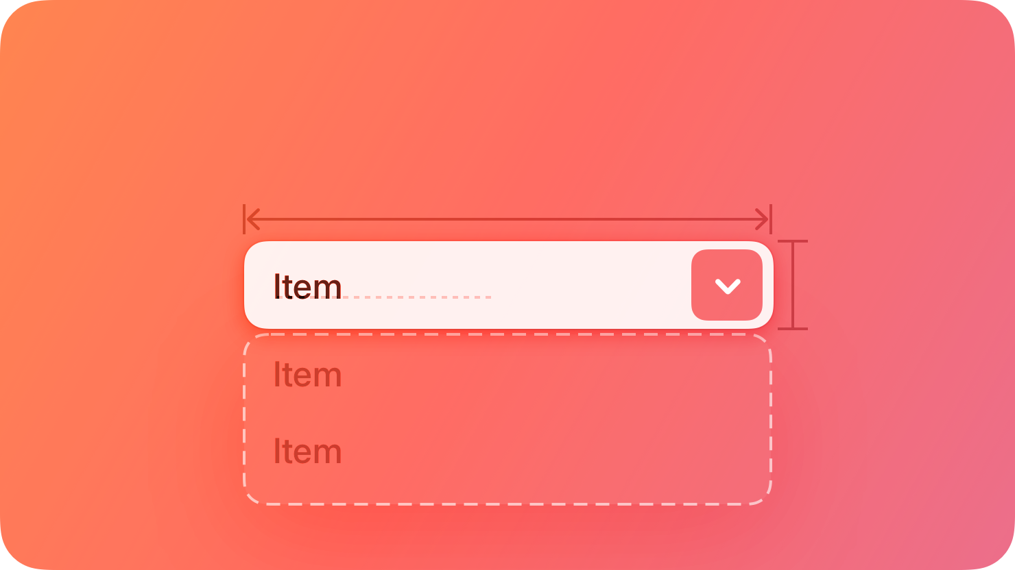 A stylized representation of a pull-down menu displaying a set of items. The image is tinted red to subtly reflect the red in the original six-color Apple logo.