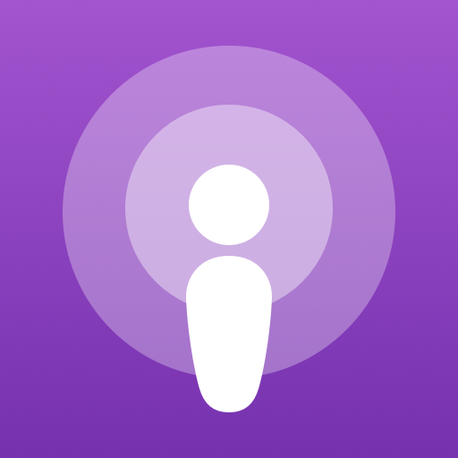 The Podcasts app icon in iOS using the default style, shown before applying system effects. The design of the icon uses solid filled shapes instead of outlines, and multiple layers of varying opacity.