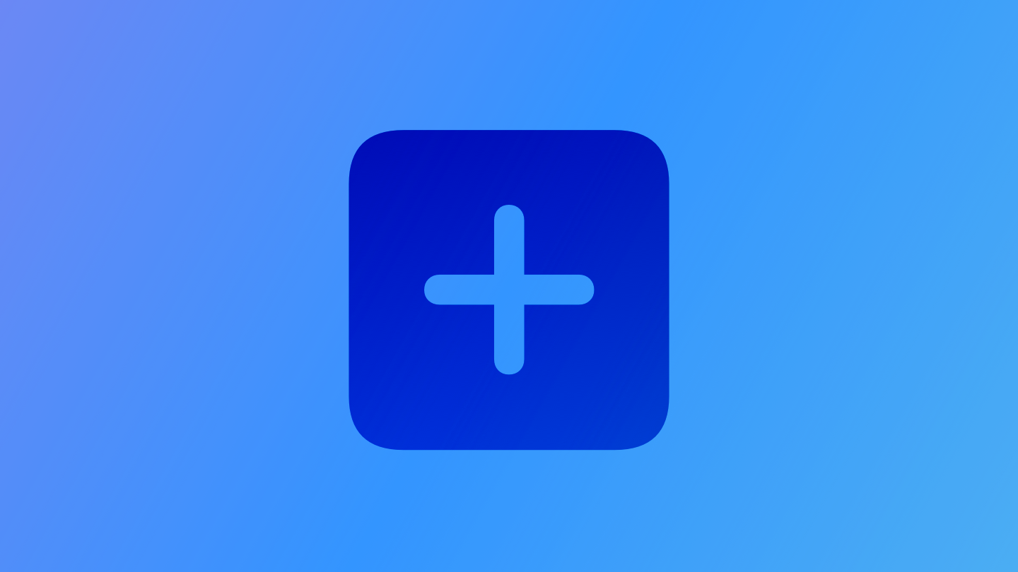 A sketch of an add button, suggesting the purchase of additional digital assets within an app. The image is tinted blue to subtly reflect the blue in the original six-color Apple logo.