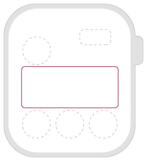 Diagram showing the size and position of a graphic rectangular complication.