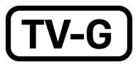 The phrase T V dash G, inside a black rectangle with rounded corners.