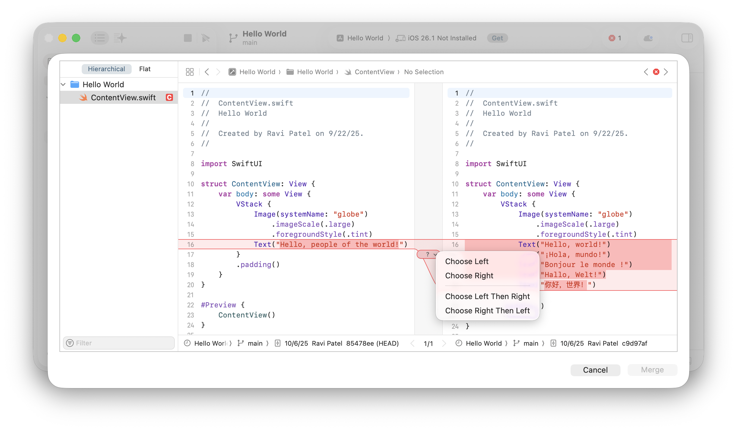 Combining code changes in a source control repository | Apple Developer ...