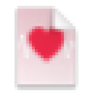 Pixelated image of the heart document icon, in which only the blurry heart shape and EKG line are visible.