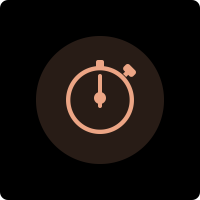 A stopwatch icon centered within a circular area.