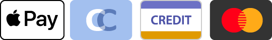 A row of four credit card logos, all of which are the same size and shape. The leftmost logo is the Apple Pay mark.