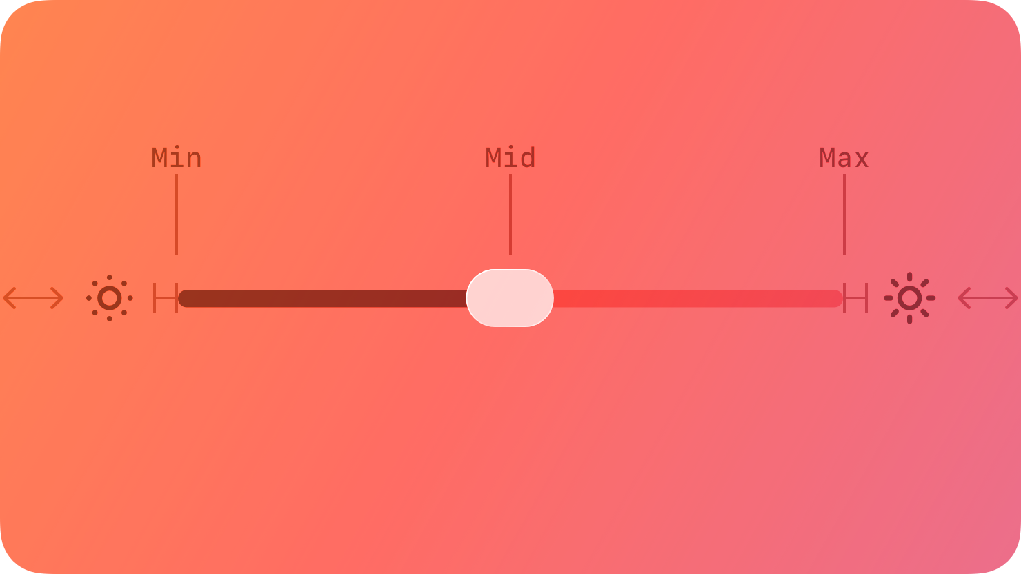 A stylized representation of a brightness slider. The image is tinted red to subtly reflect the red in the original six-color Apple logo.