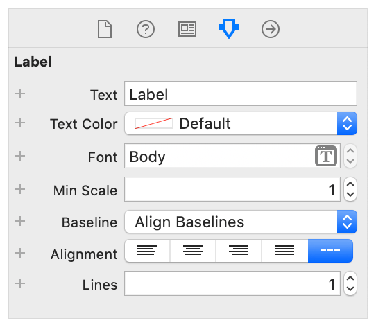 A screenshot of the Attribute inspector for Labels.