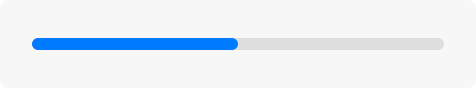 An image of a horizontal progress bar in macOS filled almost to the midpoint with solid color.