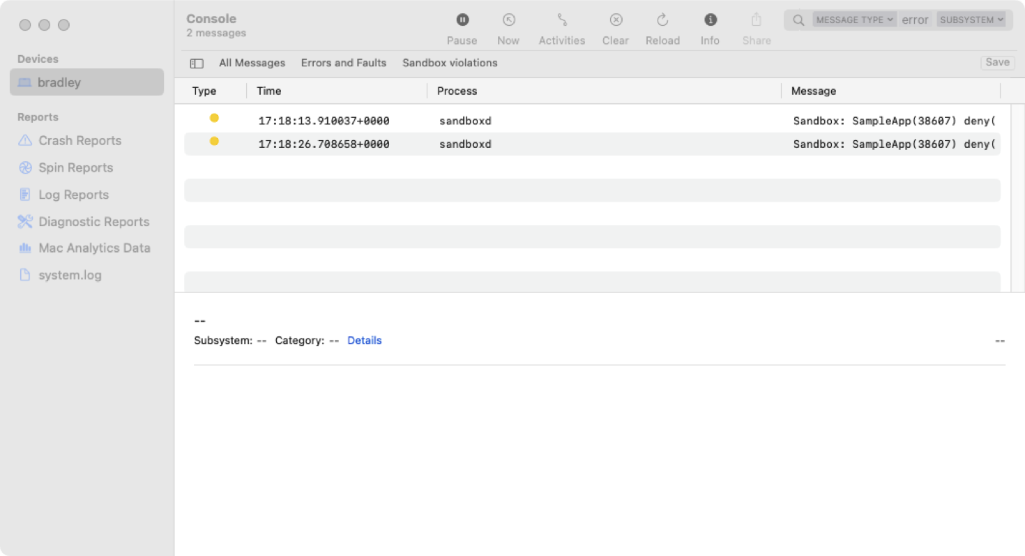 Discovering and diagnosing App Sandbox violations Apple Developer