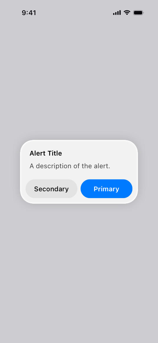An illustration of an alert in the middle of the screen on iPhone.