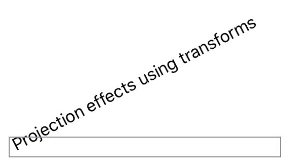 A screenshot showing text rotated 30 degrees around the axis pointing out of the screen.
