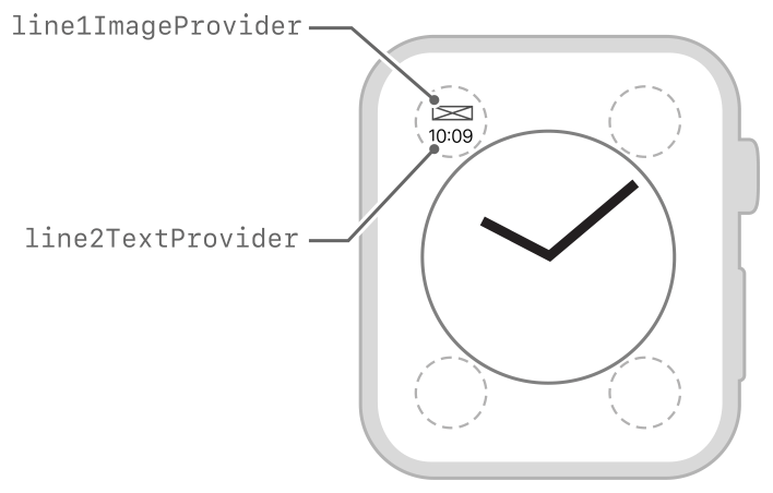 Diagram showing the layout of a small image positioned above a short line of text.