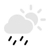 An image of the cloud sun rain fill symbol. The raindrops are black and the sun and cloud are gray to indicate that the raindrops are in the primary layer.